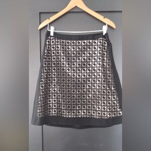 Elegant Black and cream Patterned Skirt